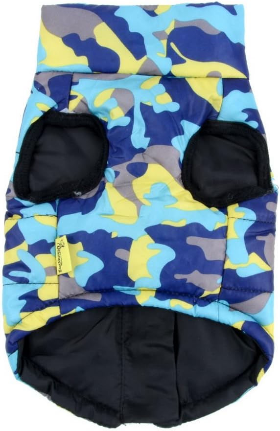 Selmai Manteaux Chiens Petit Manteau D Hiver Vetements Pour Chaton Animaux Chihuahua Matelasse Motif Camouflage Avec Boucles De Laisse Pour Petit Chien Chat Camo Bleu L