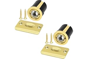 HOMOTEK 2 Pack Drive in Ball Catch with Strike Plate for Closet Doors, Bright Brass, 13/16 Inch x 1-1/8 Inchs,Die-cast, Adjus