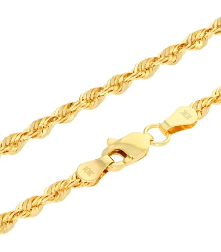 Amazon.com: 10K Gold 3.5mm Diamond Cut Rope Chain 18