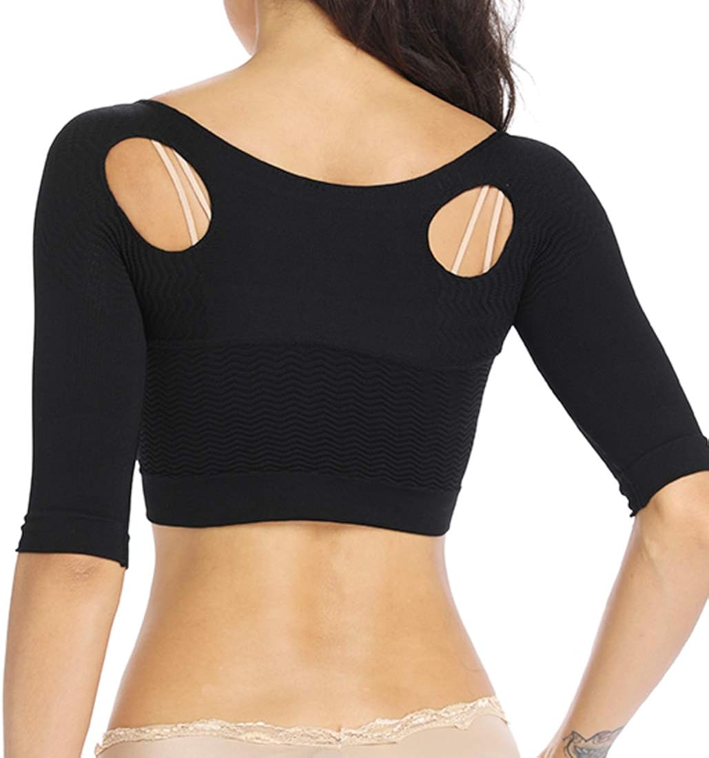 Vaslanda Upper Arm Shaper for Women RibKnit Compression Crop Top