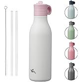 18oz Stainless Steel Water Bottle with Straw, Insulated Metal Travel Water Bottle, Reusable and Leak Proof, BPA Free, Double Wall Design, White