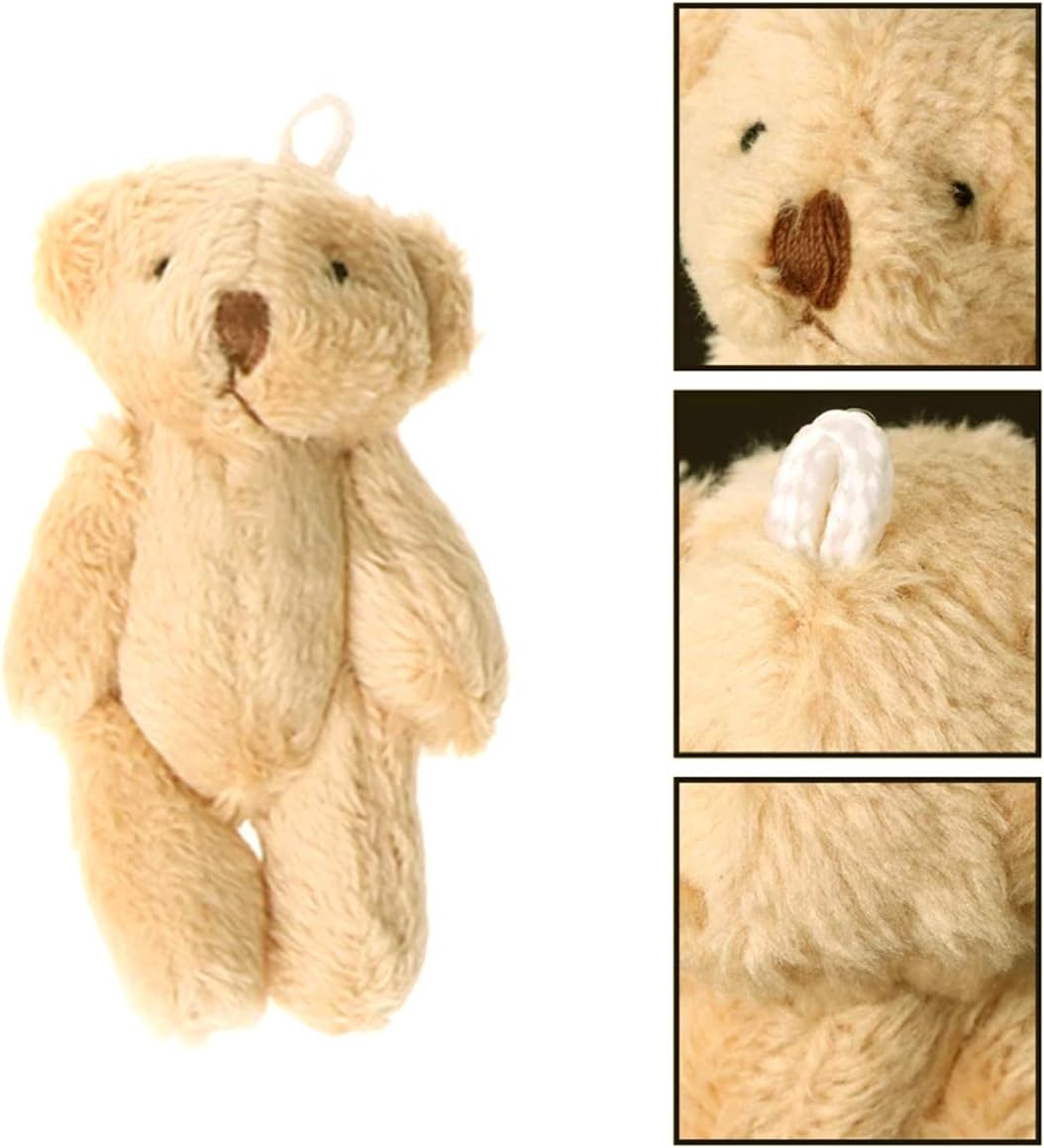 KUDES 12Pcs 6CM Mini Joint Teddy Bear Stuffed Animal Plush Toys Wedding Gift Box Doll Toy for Birthday Cake Wedding Decorations Party Favors Supplies Bag Charm DIY Accessory (12 PCS Bear): Toys & Games