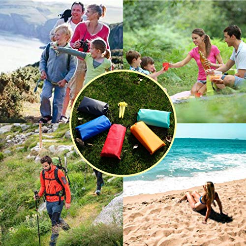 Home Queen Beach Pocket Blanket, Compact Beach Blanket for Camping, Hiking -Waterproof Sand Free Mat 78" x 55" Rug Avoid Sand Dirt - Picnic Blanket with 4 Anchor Stakes (Teal, 78 x 57 inch)