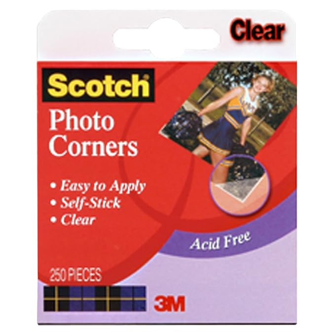 3M Scotch Photo Corners Self Adhesive 250/Box, Clear Arts