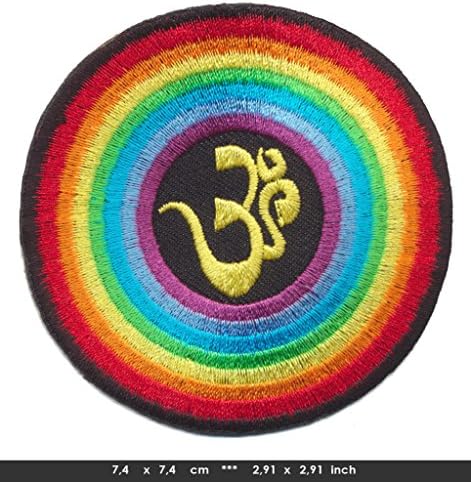 GOA OM SUN FLOWER Iron Sew On Cotton Patches India Meditation Trance GOM-15 by Patchmaniac