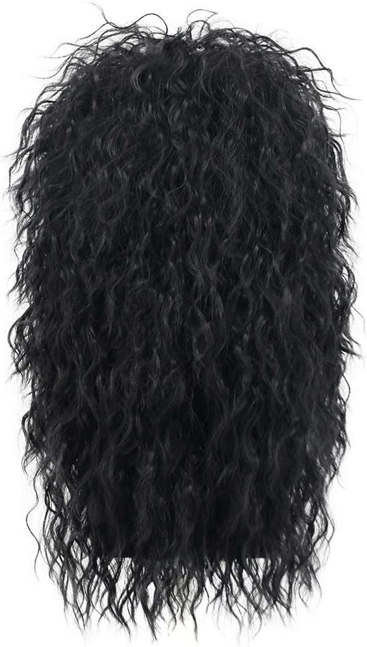 karlery 70s 80s Rocker Metal Mullet Wig Mens Long Curly Black Party Halloween Costume Anime Wig, 22.5 inches - Image 5
