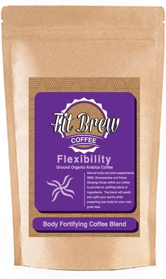 Fit Brew, Ground Organic Arabic Coffee, Natural Energy Coffee Infused with Natural Ingredients, 12 oz bags (Flexibility)