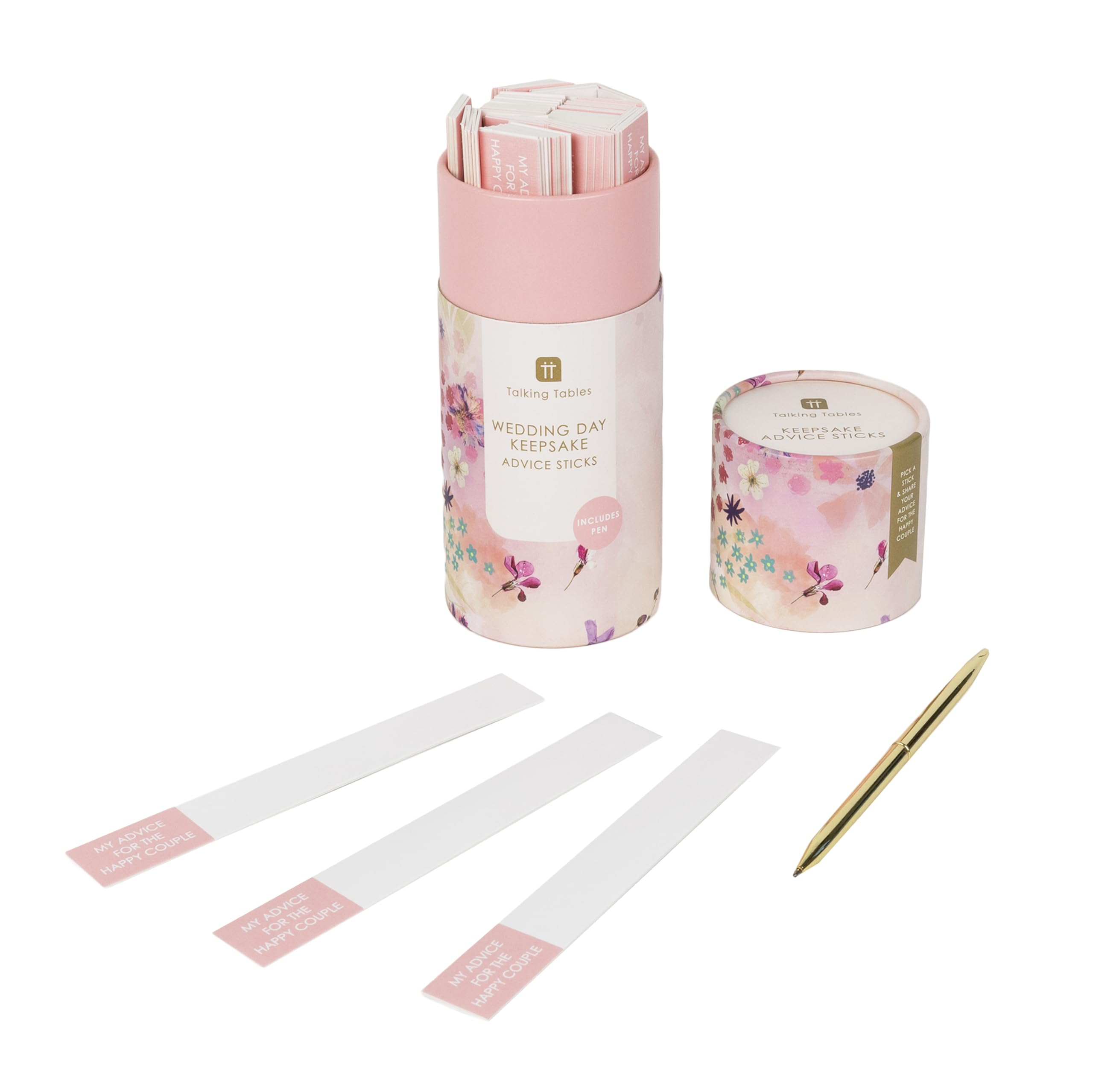 Talking Tables Bridal Shower Game and Keepsake | Wedding Advice Sticks -| 100 Blank Paper Sticks & Pen for Personalized Messages | Perfect Reception Activity for Newlyweds