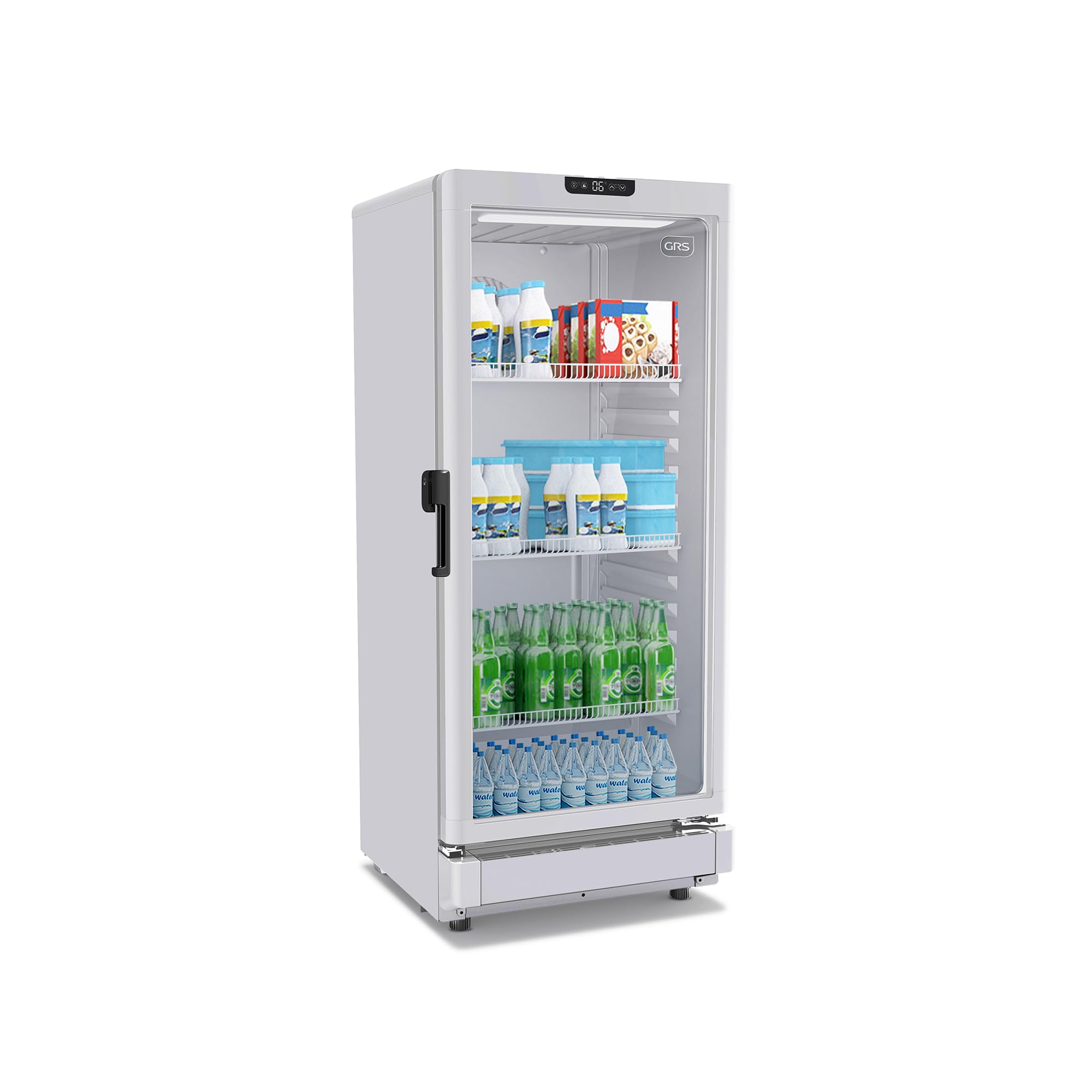 Photo 1 of GRS Commercial Display Refrigerator with Glass Door Lock | Cool Air Flow & Temperature | Beverage Cooler, Drink and Wine Fridge with Adjustable Display Shelf for Stores and Bars | Silver, 6.0 Cu. Ft