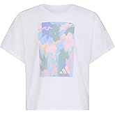 Adidas Girls Short Sleeve Drop Shoulder Graphic Tee Shirt