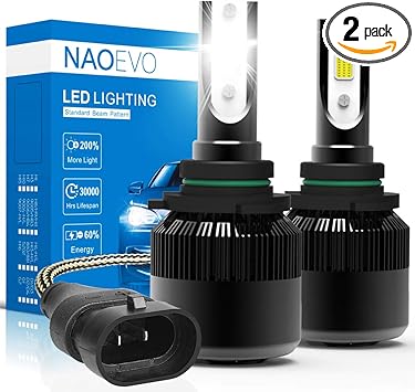 9006 hb4 led headlight bulbs 60w 6400lumens 6500k cool white super bright naoevo adjustable beam conversion kit