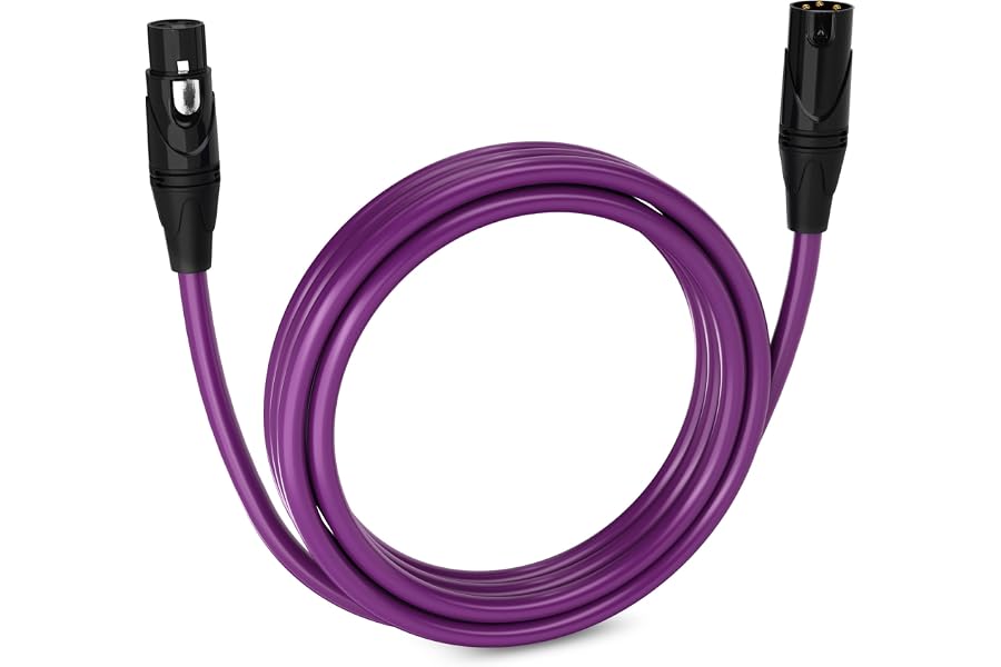 LyxPro 10 ft Balanced XLR Mic Cable, Male to Female, Purple