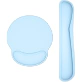 Dapesuom Keyboard Wrist Rest and Mouse Pad with Wrist Support, Memory Foam Cushion for Keyboard and Mouse Set, Ergonomic Desktop Pad Rests with Non Slip Base for Easy Typing &amp; Pain Relief, Sky Blue