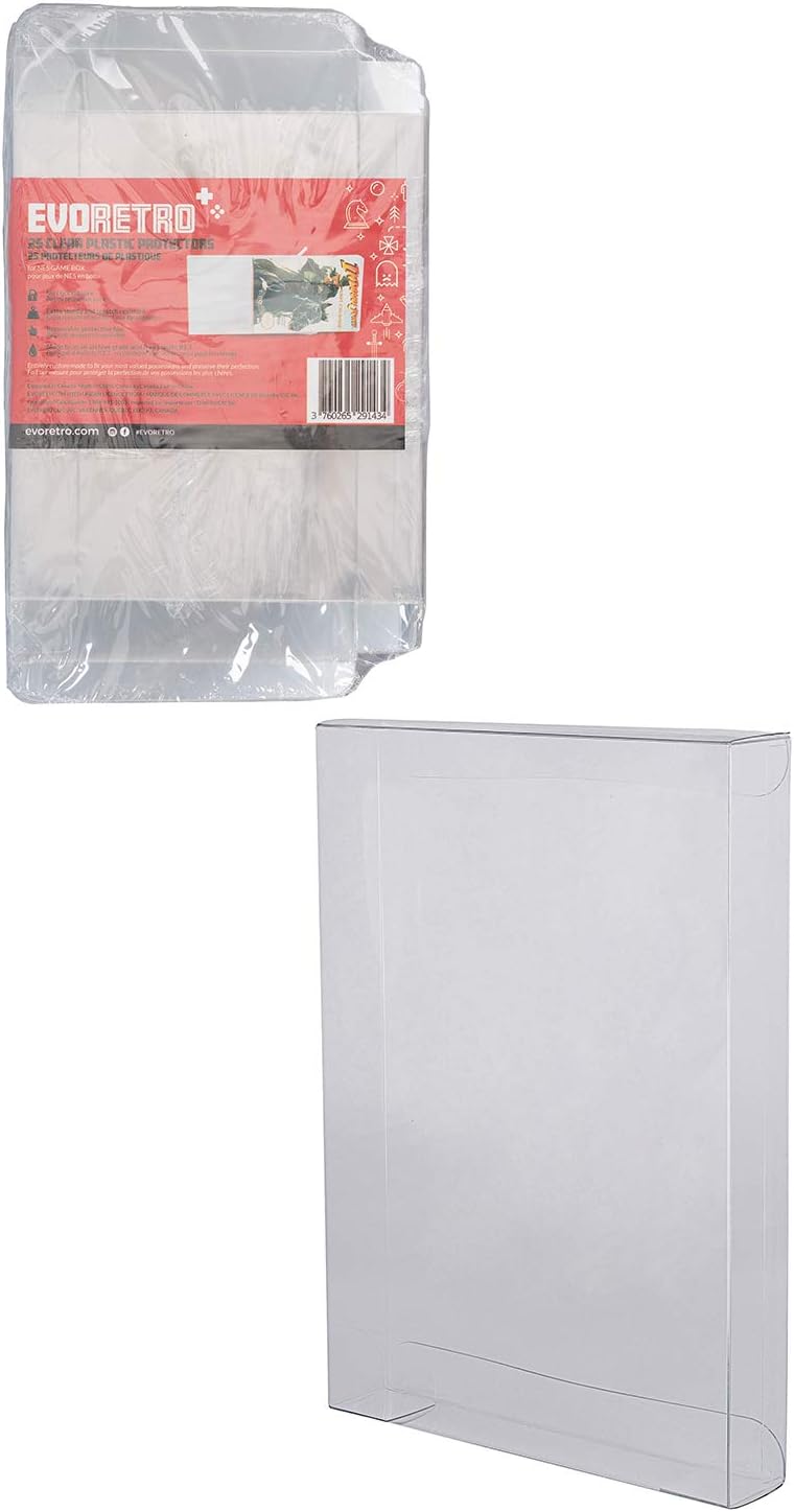 EVORETRO NES GAME BOX Thick Anti-Dust/Scratch/Moisture 0.4 mm Thick Clear Plastic Protectors - Set of 25