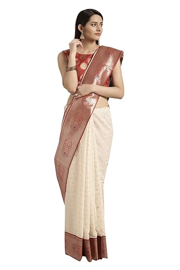 Women's Banarasi Cotton Blend Saree With Blouse Piece