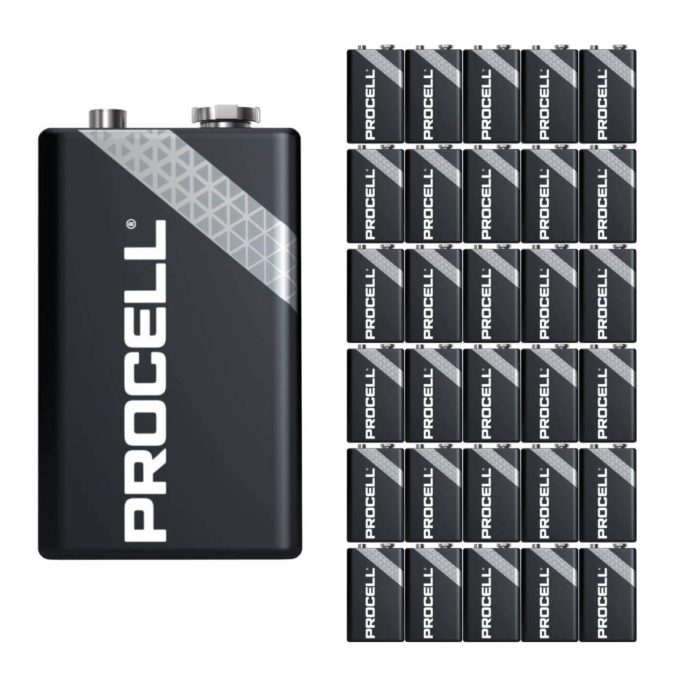 30 Pack - Duracell Procell 9V Batteries | 9 Volt Industrial Power Alkaline Battery | Home or Office Use | Car Air Freshener Promo Pack | Reliable Long Lasting Power