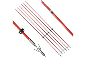 Tiger Archery 34inch Bowfishing Arrows Solid Fiberglass Shaft with Broadhead for Compound Bow and Recurve Bow Fishing Arrow Archery and Hunting (Pack of 6)