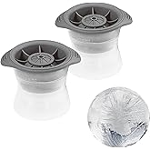 Round Ice Cube Mold 2.5 Inches Sphere Ball Maker Tray Molds Silicone Whiskey Cocktails Bourbon Drinks Set of 2