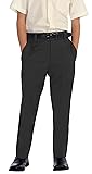 Gioberti Boys Flat Front Dress Pants, Charcoal, 10
