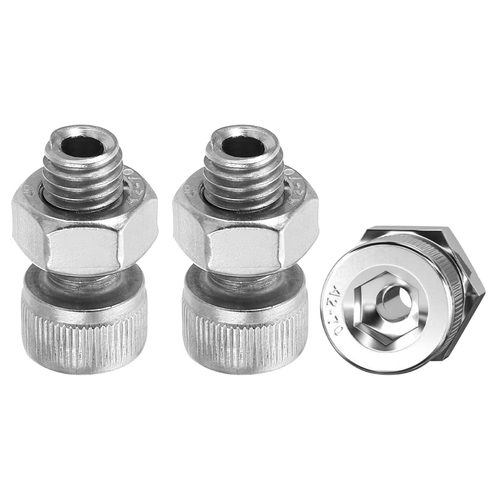 PATIKIL M10x20mm 304 Stainless Steel Hollow Bolt, 3 Set Cylindrical Hexagon Socket Screw Nut Kit Lamp Threading Screws Through Hole Fasteners