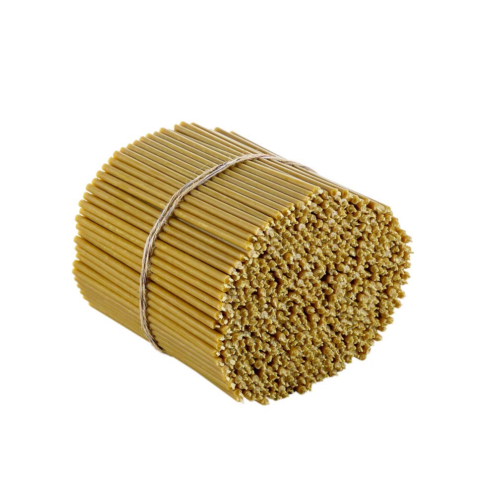 Danilovo Pure Beeswax Candles - Honey-Scented, Decorative Thin Taper Candles - Ideal for Birthday Decoration or Church Prayers - Drip Free, Tall & Smokeless Pack of 200 pcs, 20,5 cm x 6,6 mm