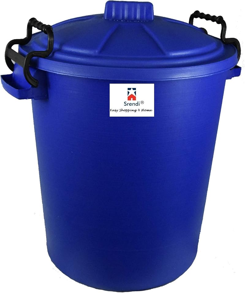 Srendi 50L Blue Plastic Storage Bin Locking Lid Outdoor Food Storage UK Made