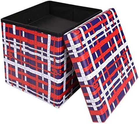 Dorfin14.4" PVC Leather Ottoman Folding Storage Ottoman Bench Cube Foot Rest Stool Seat Coffee Table for Home, Office, Outdoor and More
