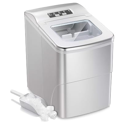 AGLUCKY Countertop Ice Maker Machine,Portable Automatic Ice Maker,Ice Cube Ready in 7mins,2.6Lb Ice Storage,48lbs24h,Self-clean Function,See-through