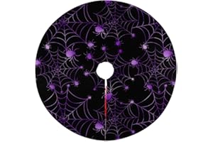MAJOUG Christmas Tree Skirt, Purple Spider Web Xmas Tree Mat for Farmhouse New Year Festive Holiday Party Decorations Indoor Outdoor 30" inch