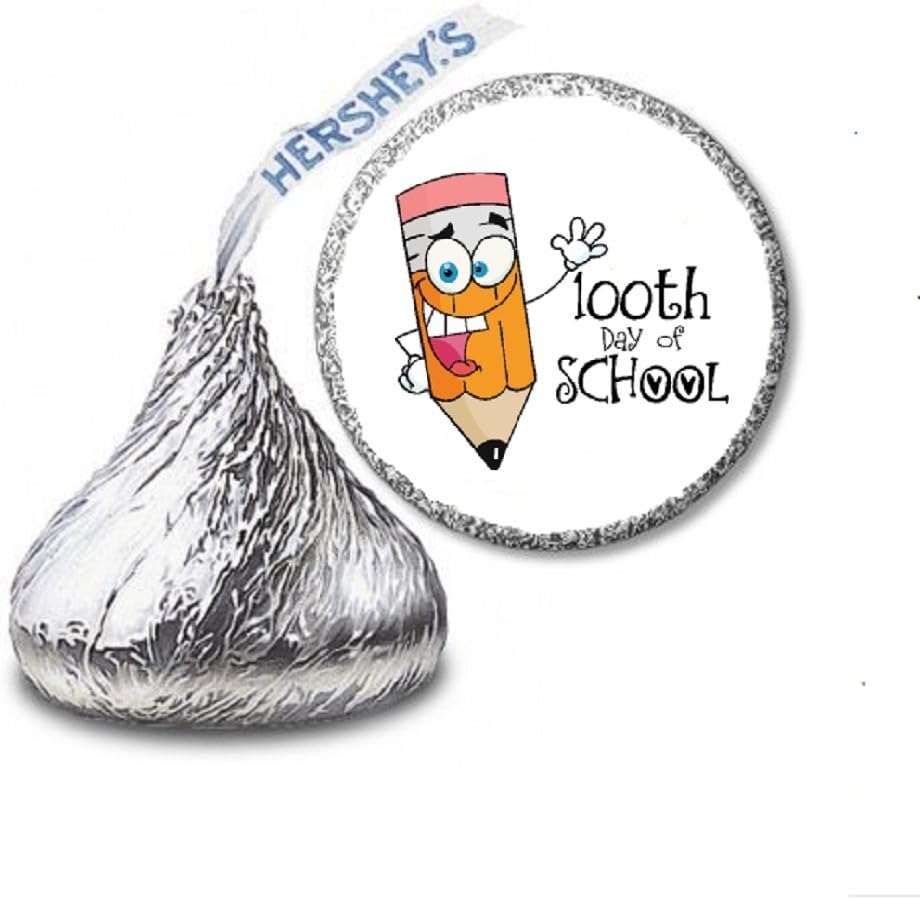 JS&B Enterprises 216 "100th Day of School Labels/Stickers for Hershey's Kisses Candies - Party Favors
