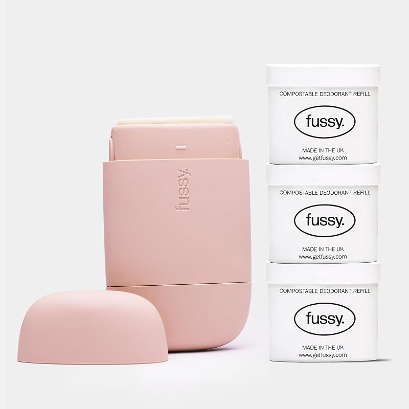 Fussy Natural Refillable Deodorant 3x40g Floral Scent Blush Pink Case