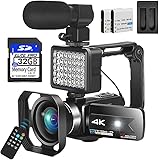 Video Camera Camcorder, 4K Camcorder with Microphone for Photography Camcorder UHD 56MP Vlogging Camera for YouTube 16X Zoom 