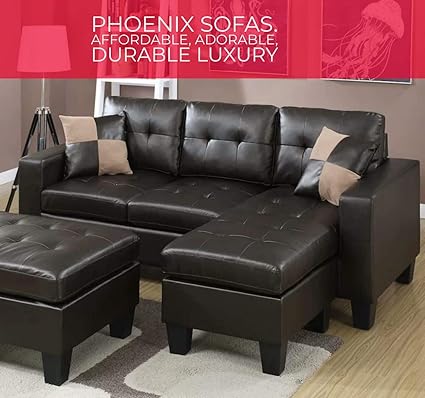 Phoenix Sofas Phoenix Rio Black Sectional Sofa Couch 5 Seater With