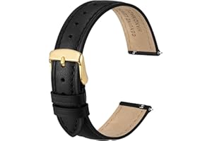 Anbeer Flat Thin Elegant Genuine Leather Watch Strap,Quick Release Replacement Watch Band for Women,Band Size 12mm 14mm 16mm 18mm 20mm 22mm for Choose