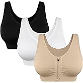 Women's Zip Front Sports Bra Wireless Post-Surgery Bra Active Yoga Sports Bras