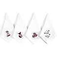 HOMIDATE Cloth Napkins Set of 12-18x18 Inch Machine Washable Dinner Napkins with Silver Red Embroidery, Wedding Napkins, Cotton Cloth Napkins for Everyday and Special Occasions