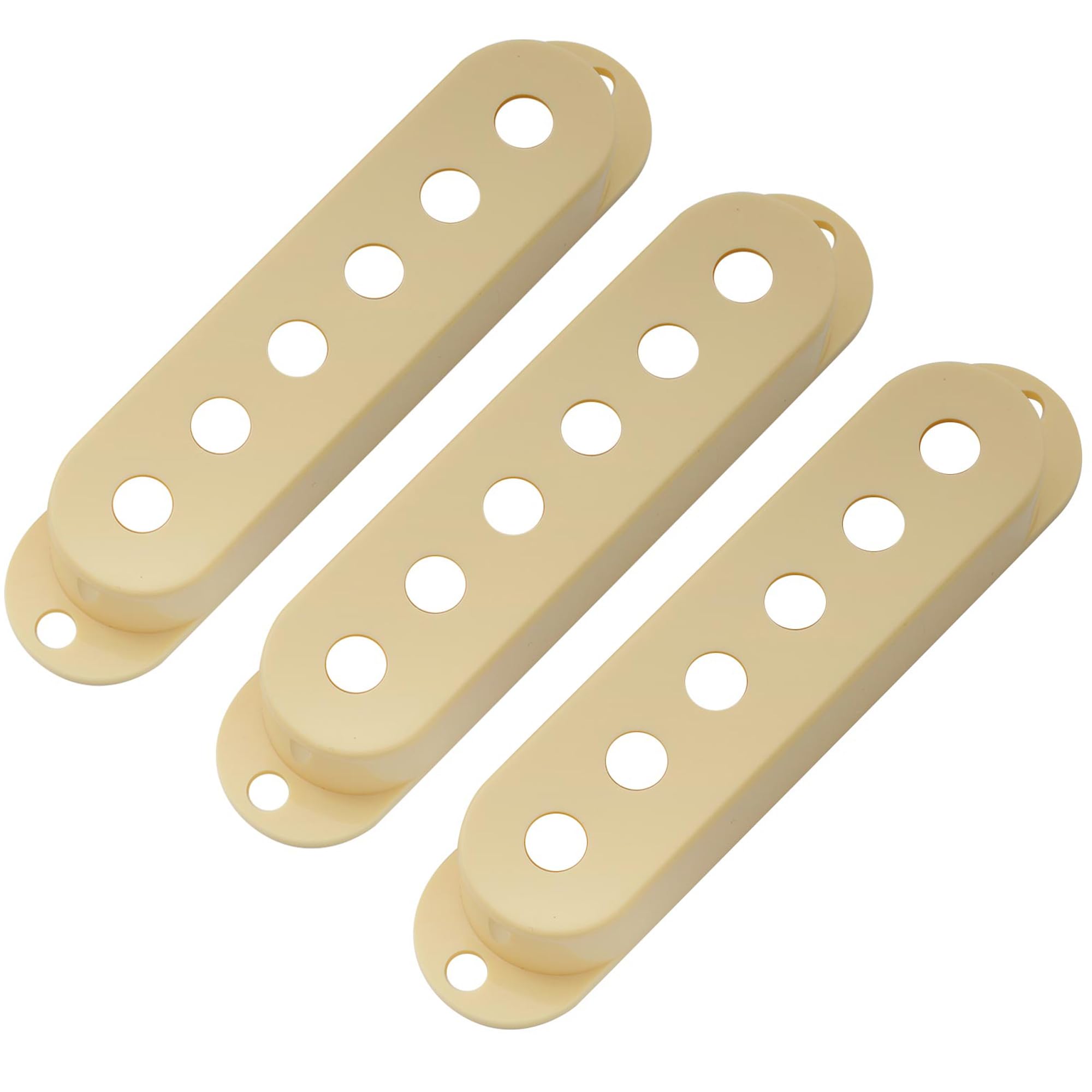 Musiclily Pro 52.5mm Plastic Single Coil Pickup Covers Set for USA/Mexican Strat ST Style Electric Guitar, Cream (Set of 3)