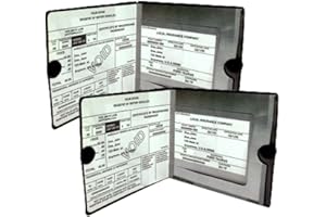 PARKEZ ESSENTIAL Car Auto Insurance Registration BLACK Document Wallet Holders 2 Pack - [BUNDLE, 2pcs] - Automobile, Motorcycle, Truck, Trailer Vinyl ID Holder & Visor Storage - Strong Closure On Each -