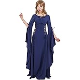 daizbella Renaissance Dress Medieval Costume Women Exclusive Medieval Wedding Dress with Long Trailing Sleeves
