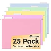SUNEE 25 Pack Hanging File Folders, Bright Folders, Hanging File Folders Letter Size with 1/5-cut Tabs, Stay Organized for Your Home and Office Bulk File and Documents