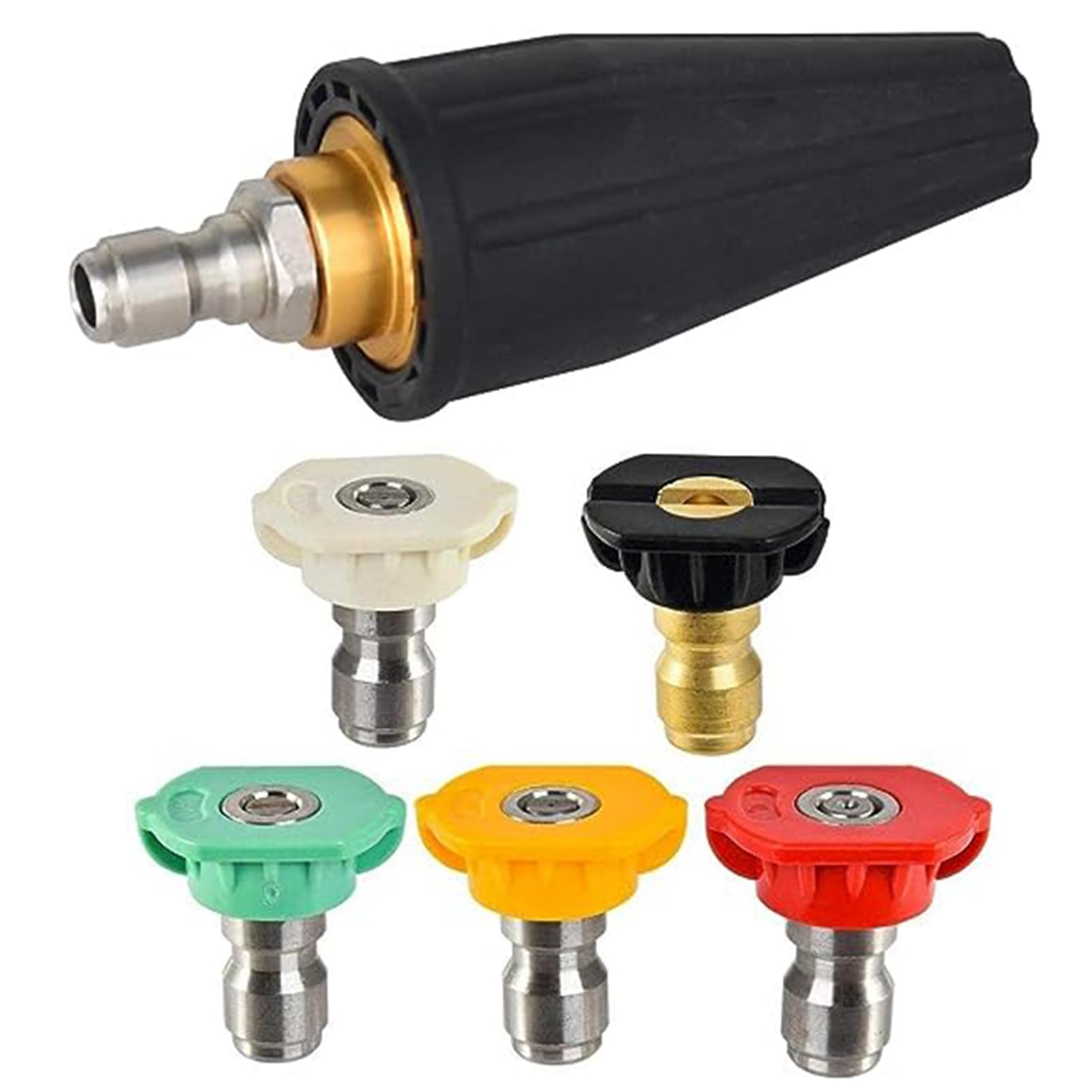 Pressure Washer Turbo Nozzle,RoadLoo Turbo Spray Nozzle Tips Kit with 5 Rotating with Quick Connect Plug 1/4 Inch Quick Connect Rotating Multiple Degrees for Car Garden Cleaning