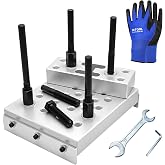 ZKTOOL Universal Drill Press Support Block Plate Tool Set Kit, 30 Ton Hydraulic Shop Press Plates &ndash; Bearing and Bushing Repair Removal Installation, Includes Open-End Wrench, Hex Wrench, and Gloves.