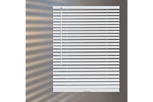 HIDODO Aluminum Mini Blinds for Windows Cordless Horizontal Window Blinds, Metal Blinds Waterproof Light Adjustment Room Darkening Mini Blinds, 28" W x 64" H, White