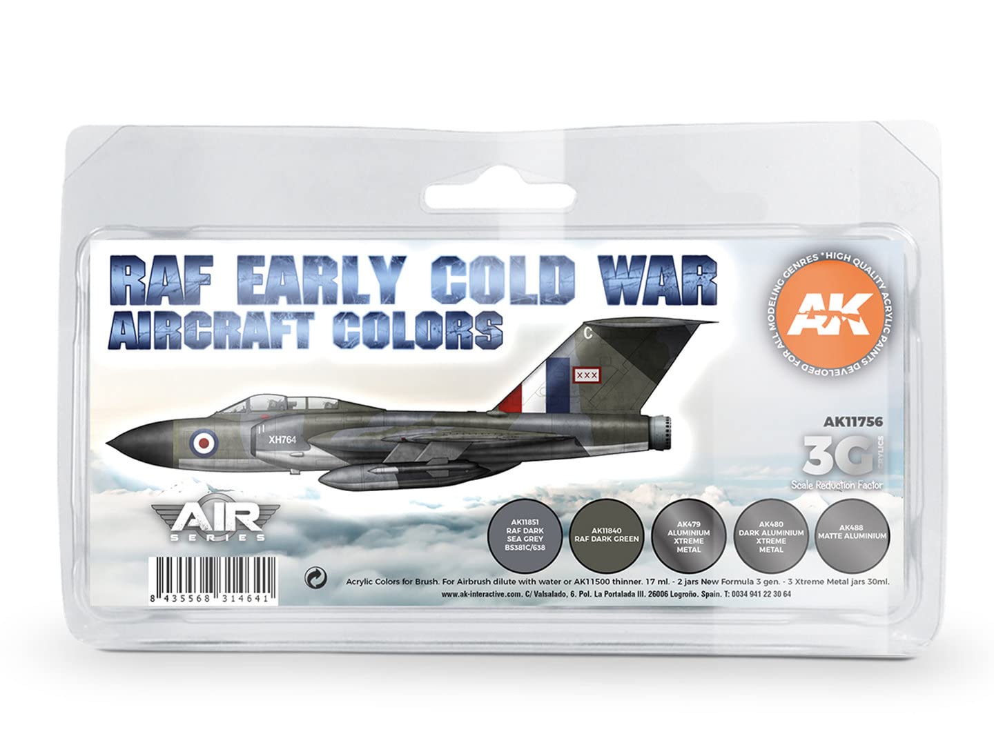 AK Interactive Acrylics 3Gen Aircraft Set AK11756 Early Cold War RAF Aircraft Colors Set 3G (8x17ml)