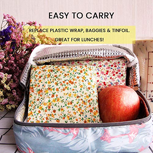 Beeswax Wrap, BEAUTLOHAS. Reusable Food Wrap - PataBee Reduce Plastic to Zero Waste - Organic, Sustainable, Eco-Friendly and Biodegradable Storage Wraps (1 Large, 2 Medium, 1 Small)
