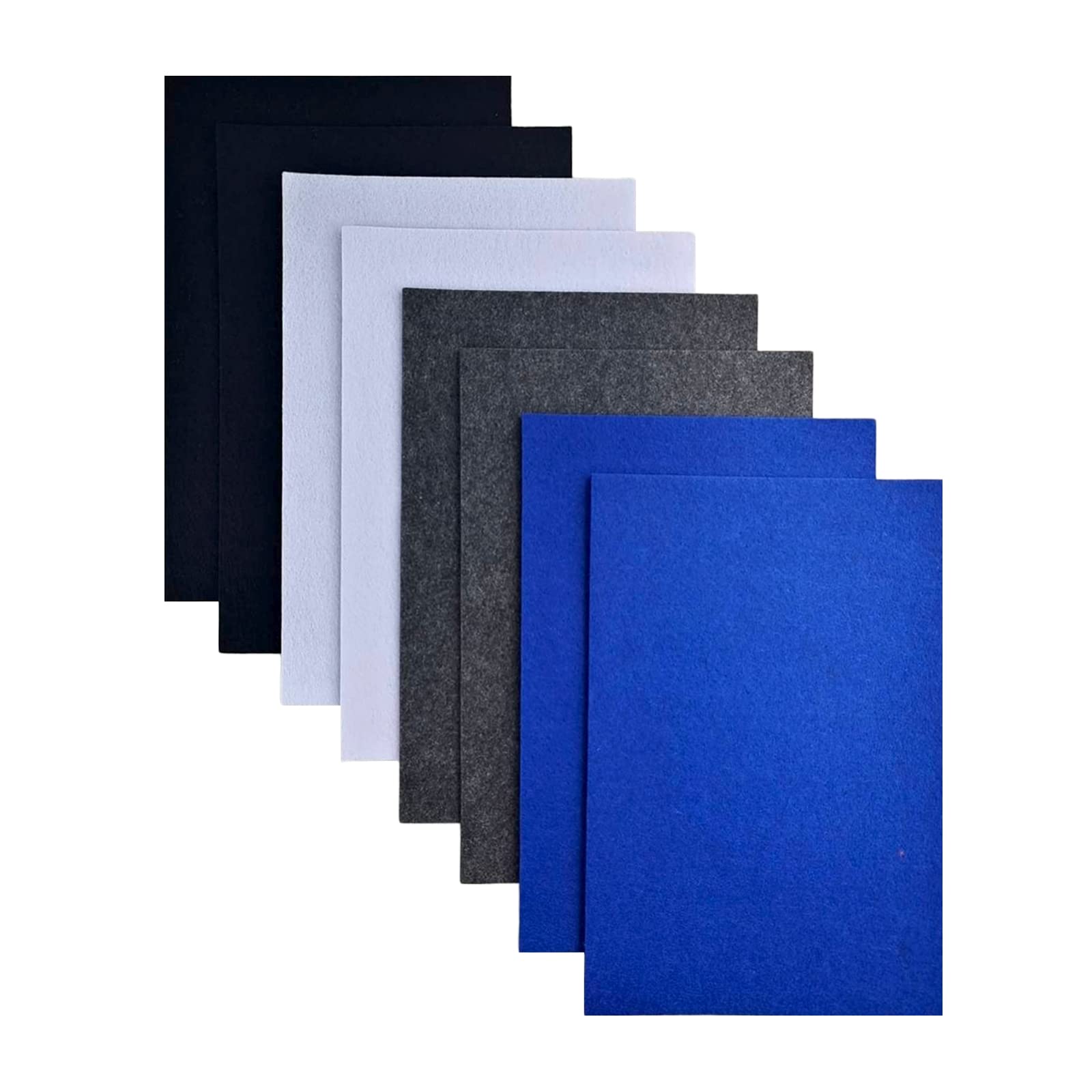 Jtnohx Stiff Felt Fabric for Crafts, 2mm Thick Colour Felt Sheets, 8 Pcs 20x30cm Craft Fabric for Sewing & DIY Projects(Black White Grey Blue)