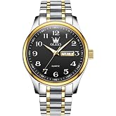 OLEVS Watches for Men Casual Big Face Stainless Steel Men's Wrist Watches | Easy to Read Dress Watches for Men Fashion Day Date Analog Waterproof Watches for Men