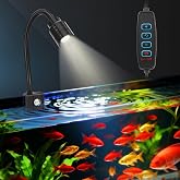 Novique 3W Fish Tank Light 3 Color Modes Clip on Aquarium Spotlight with Adjustable Focus Aquarium Focus Light with 10 Brightness Levels