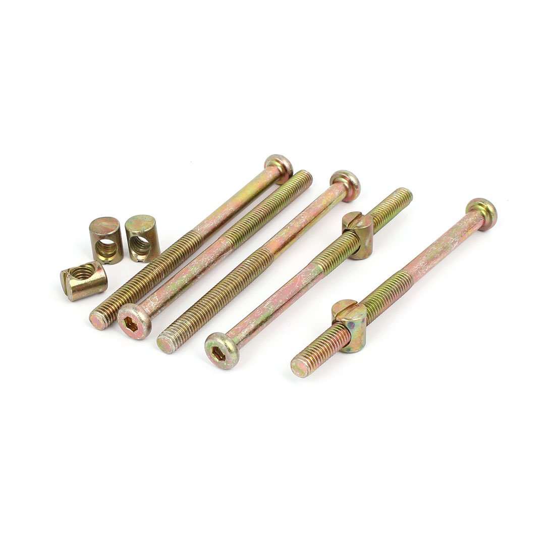 Sourcingmap M8x110mm 64mm Long Thread Hex Key Drive Socket Furniture Bolt w Barrel Nut 5 Set