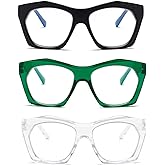 Viseng 3 Pack Oversized Frame Design Women's Reading Glasses, Blue Light Blocking Computer Reader +1.0